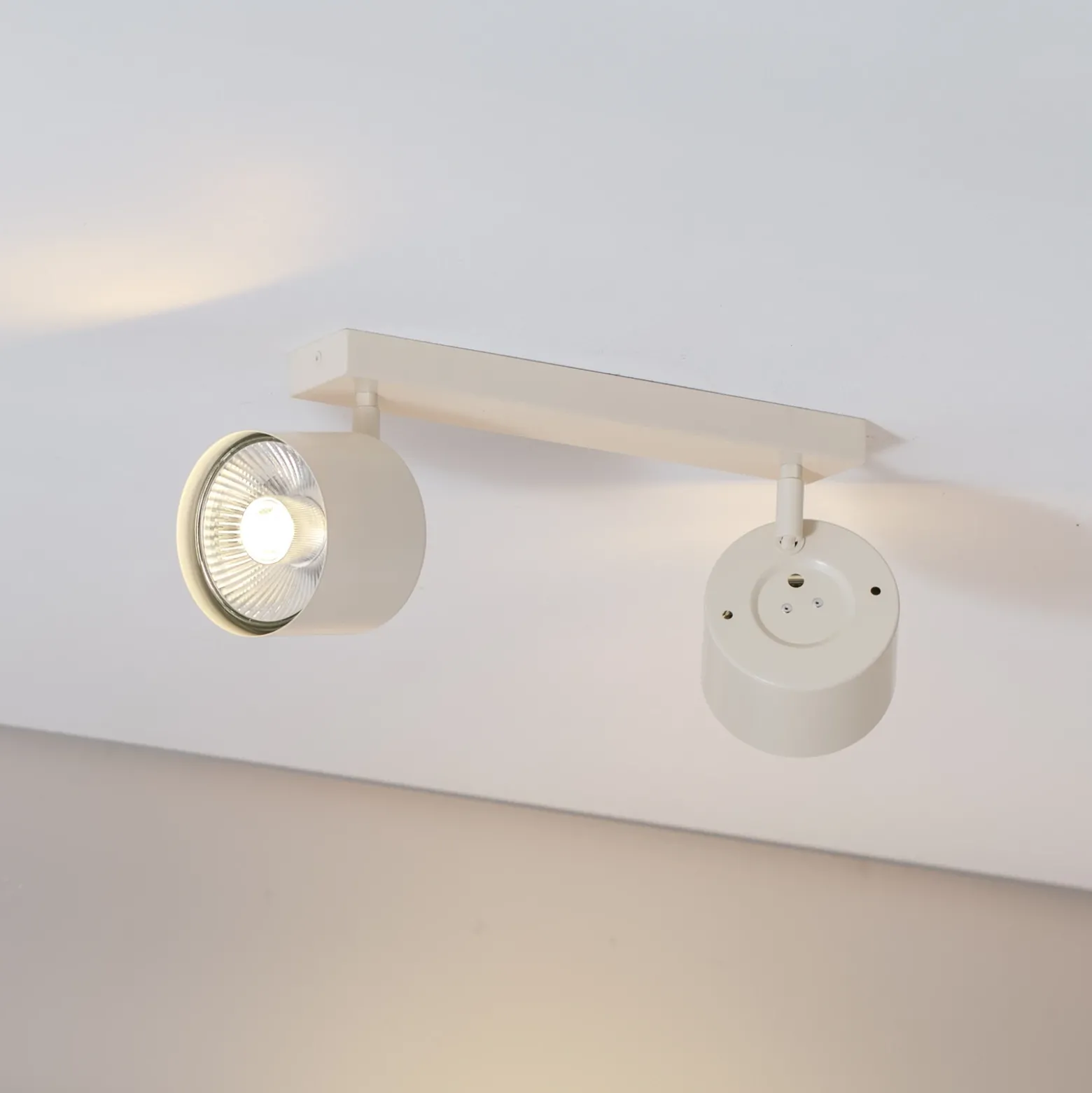 Downlight Chloe, color crema, 2 luces, orientable, GU10
