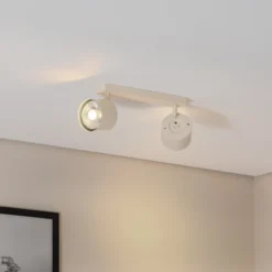 Downlight Chloe, color crema, 2 luces, orientable, GU10