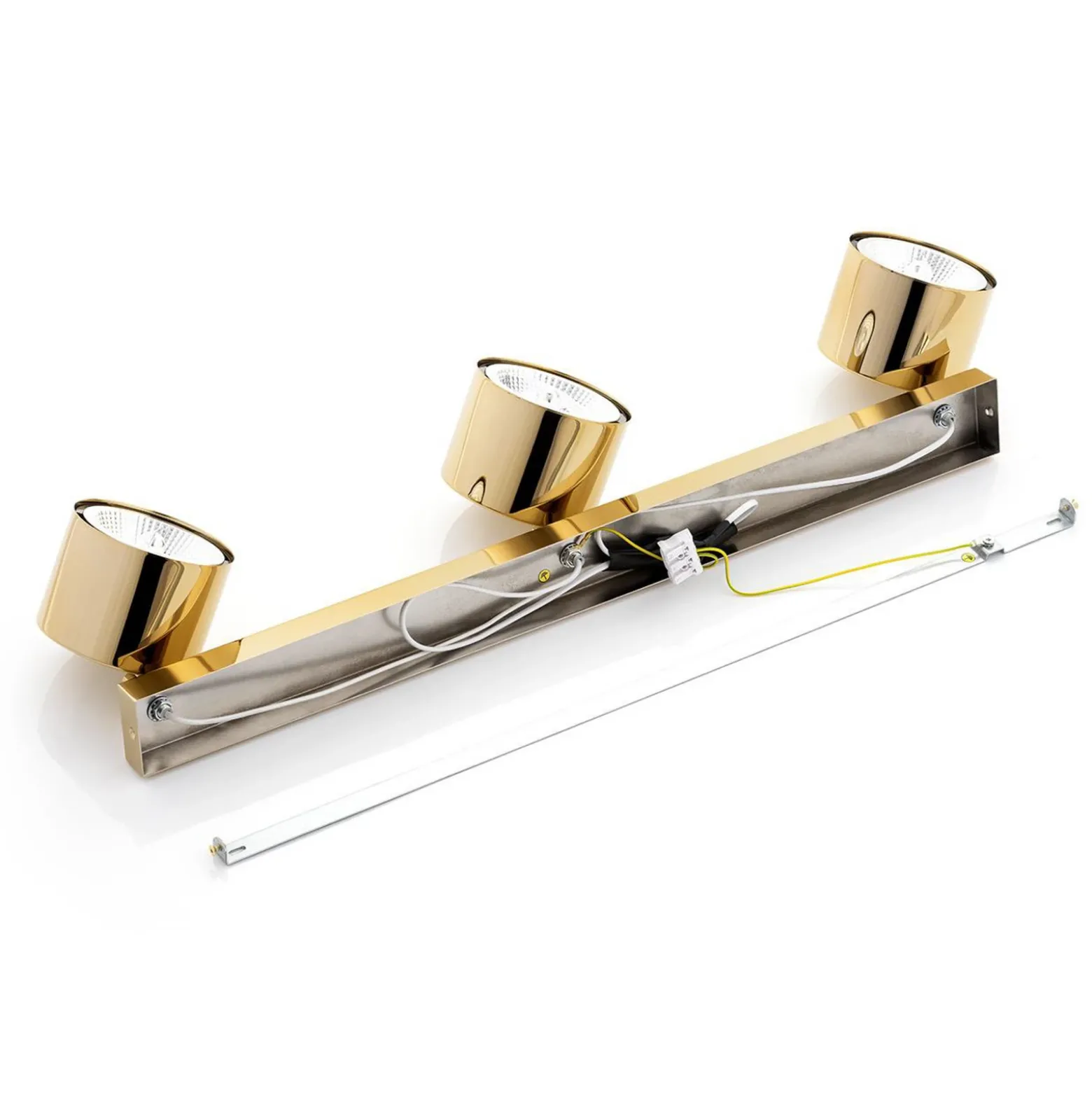 Downlight Chloe orientable, 3 luces, acero color latón