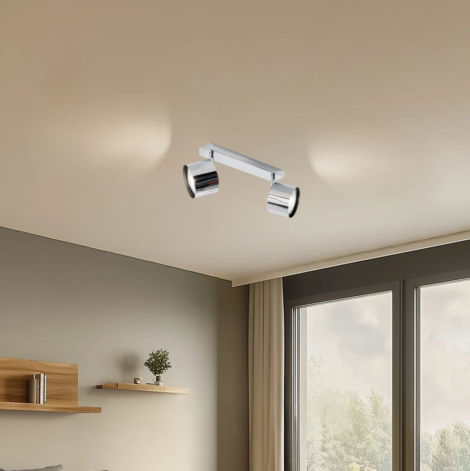 Downlight Chloe, orientable, 2 luces, acero cromado