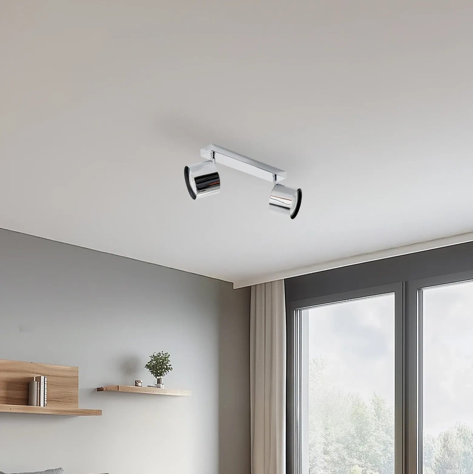 Downlight Chloe, orientable, 2 luces, acero cromado