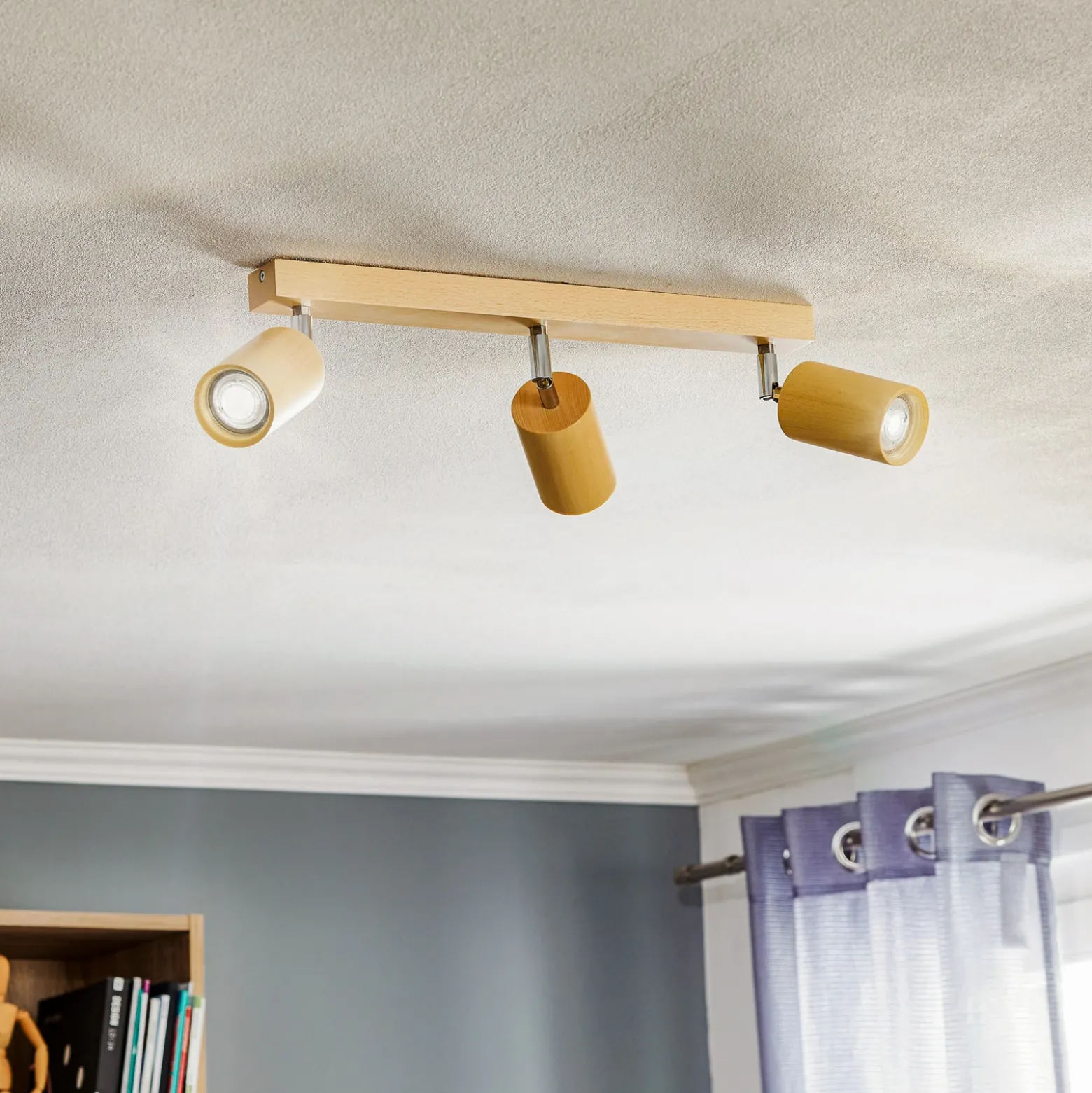 Downlight Cre de madera, 3 luces