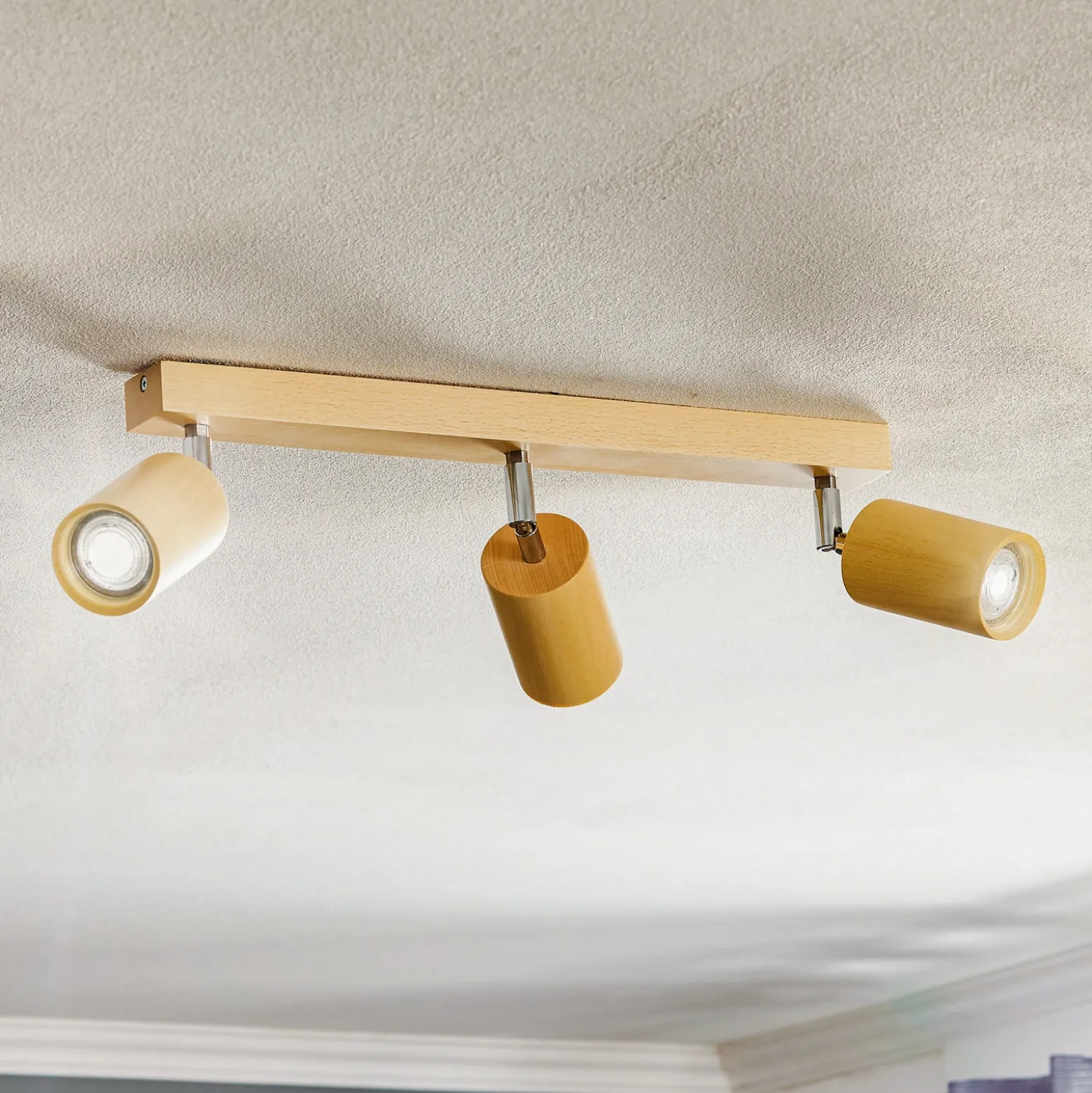 Downlight Cre de madera, 3 luces