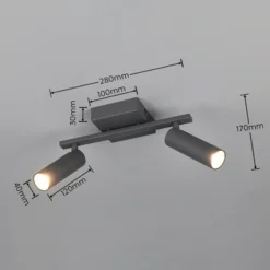 Downlight Dara, longitud 28 cm, antracita, metal, 2 luces.