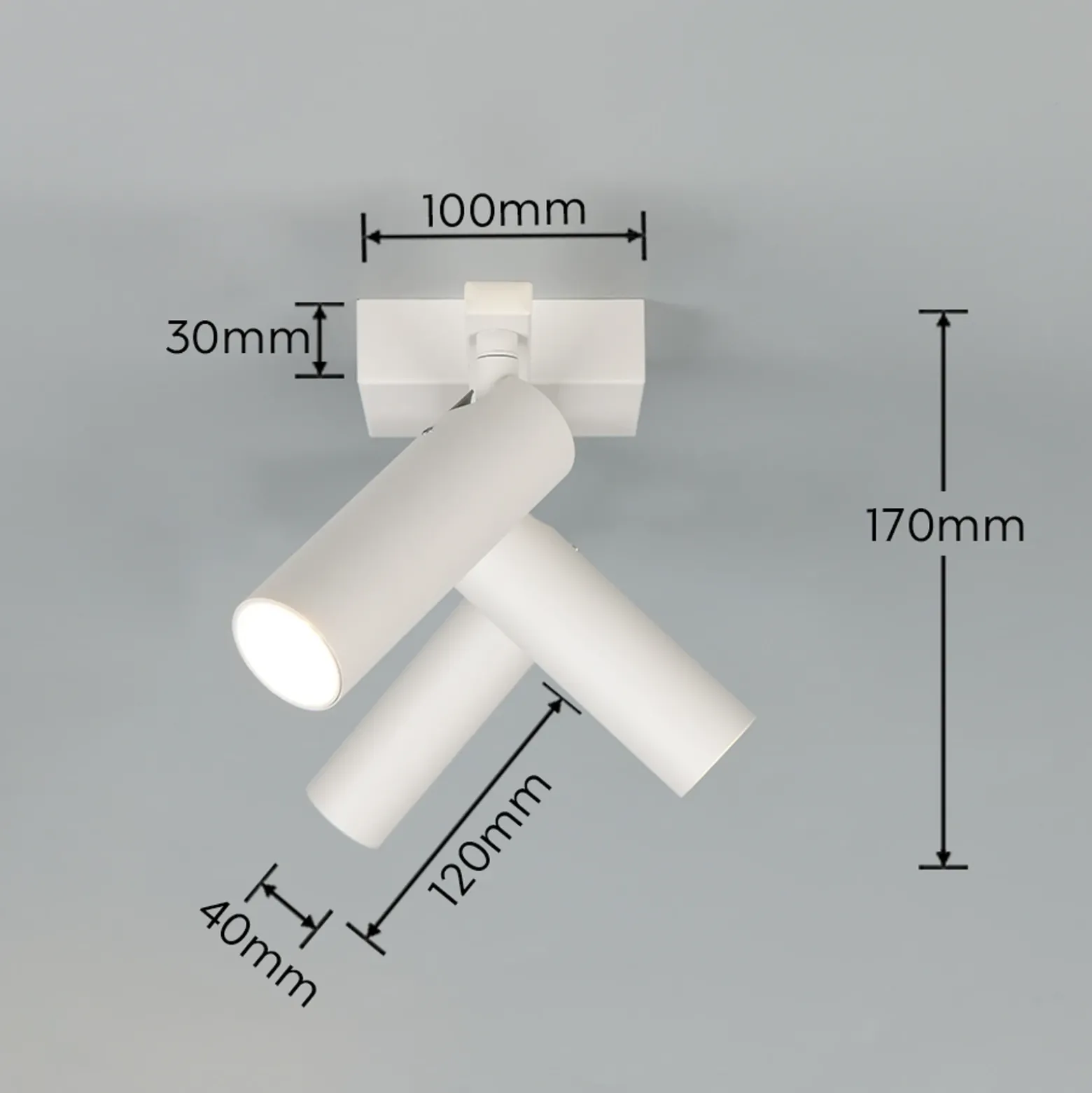 Downlight Dara, longitud 46 cm, gris, metal, 3 luces.