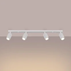 Downlight de carbono, blanco, longitud 81 cm, aluminio, 4 luces.