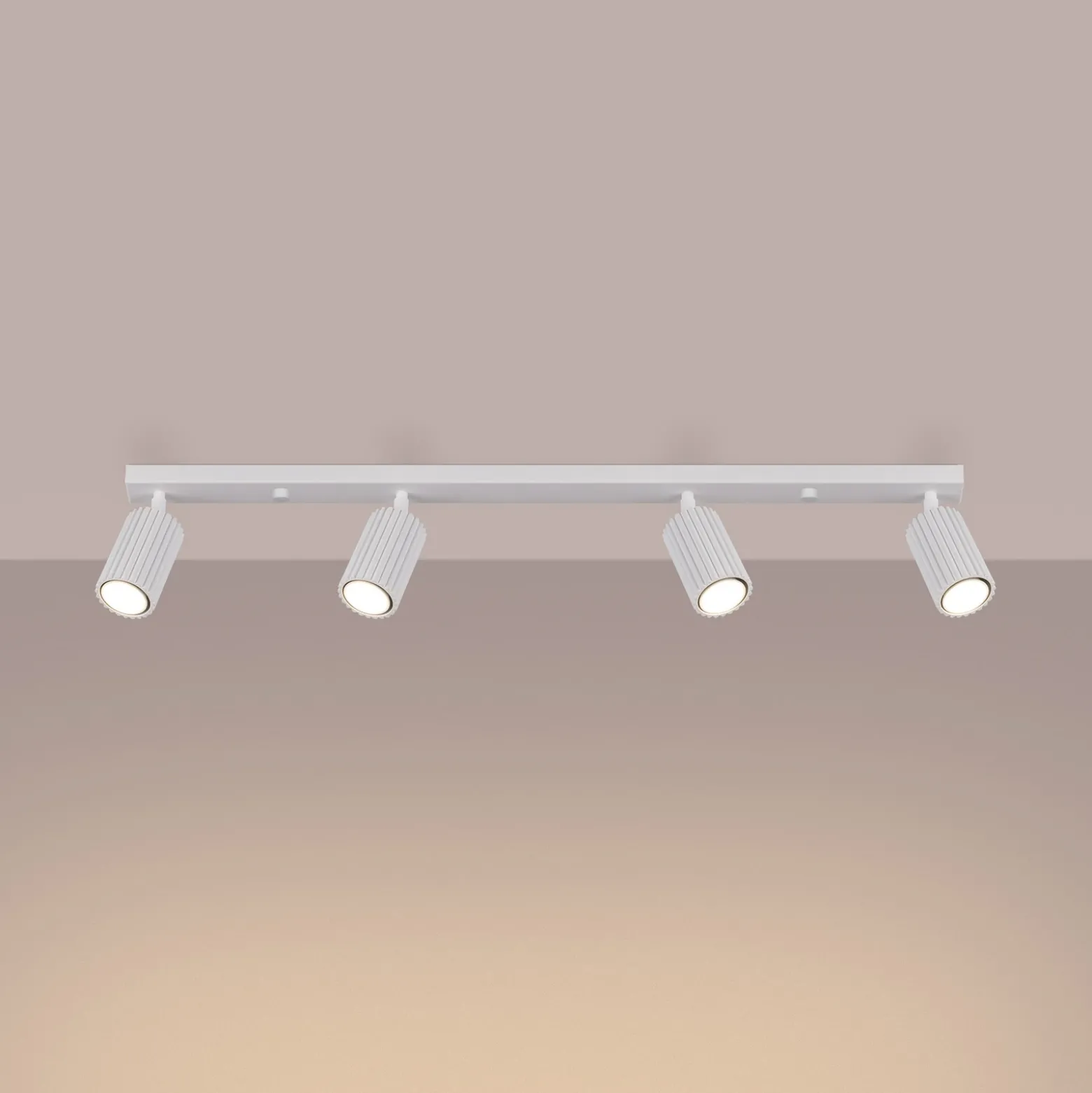 Downlight de carbono, blanco, longitud 81 cm, aluminio, 4 luces.