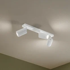 Downlight de carbono, blanco, longitud 45 cm, aluminio, 3 luces.