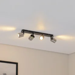 Downlight Demia, negro/níquel, 66 cm de largo, GU10