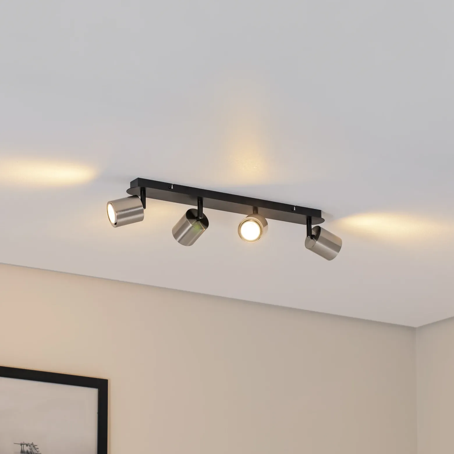Downlight Demia, negro/níquel, 66 cm de largo, GU10