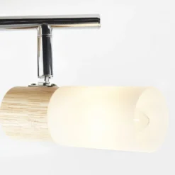 Downlight de techo Babsan, longitud 27,5 cm, madera clara, 2 luces.
