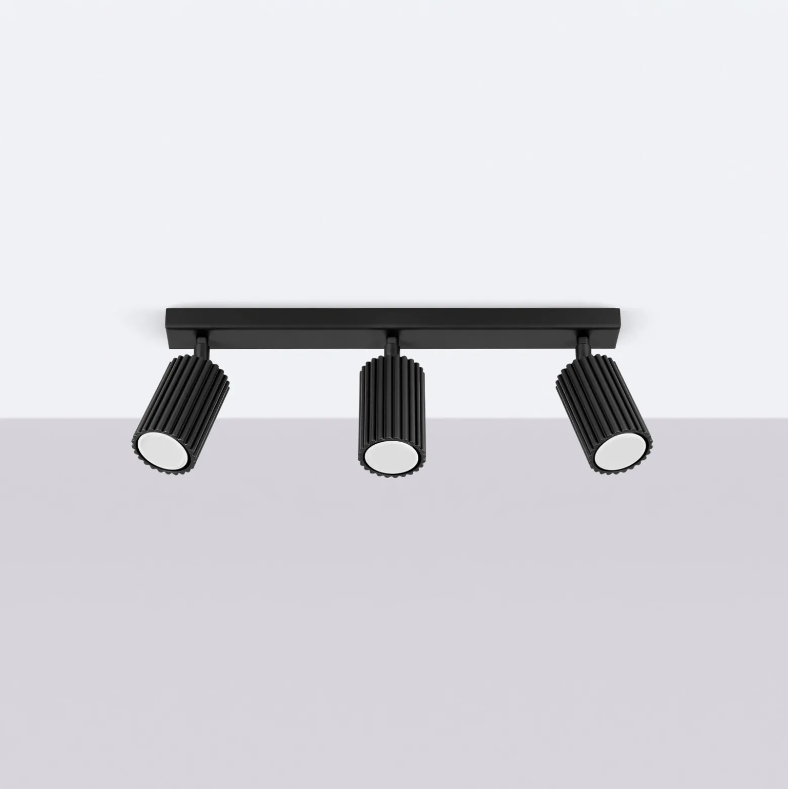 Downlight de techo carbono, negro, longitud 45 cm, aluminio, 3 luces.