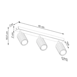 Downlight de techo carbono, negro, longitud 45 cm, aluminio, 3 luces.