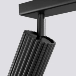 Downlight de techo carbono, negro, longitud 117 cm, aluminio, 6 luces.
