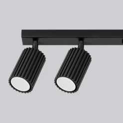 Downlight de techo carbono, negro, longitud 117 cm, aluminio, 6 luces.