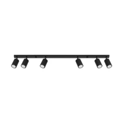Downlight de techo carbono, negro, longitud 117 cm, aluminio, 6 luces.