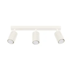 Downlight de techo de carbono, beige, longitud 45 cm, aluminio, 3 luces.