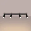 Downlight de techo de carbono, negro, longitud 81 cm, aluminio, 4 luces.