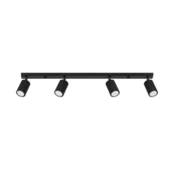 Downlight de techo de carbono, negro, longitud 81 cm, aluminio, 4 luces.
