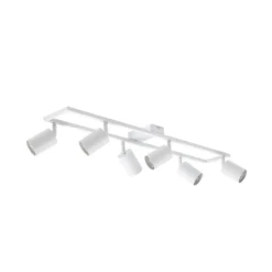 Downlight de techo Lindby Bravius, blanco, 6 luces, hierro