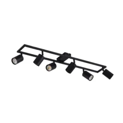 Downlight de techo Lindby Bravius, negro, 6 luces, hierro