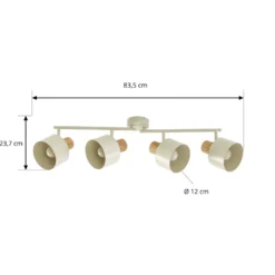 Downlight de techo Lindby Lenja, 4 luces, beige, E14, metal
