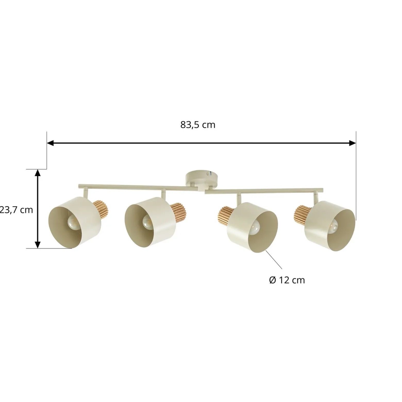 Downlight de techo Lindby Lenja, 4 luces, beige, E14, metal