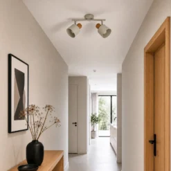 Downlight de techo Lindby Lenja, 2 luces, beige, E14, metal