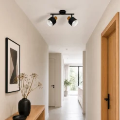 Downlight de techo Lindby Lenja, 2 luces, negro, E14, metal