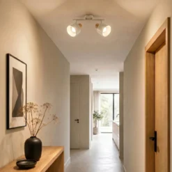 Downlight de techo Lindby Lenja, 2 luces, beige, E14, metal