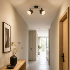 Downlight de techo Lindby Lenja, 2 luces, negro, E14, metal