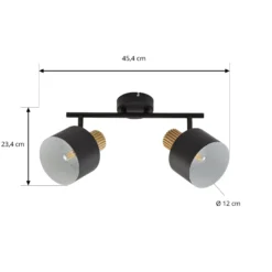 Downlight de techo Lindby Lenja, 2 luces, negro, E14, metal
