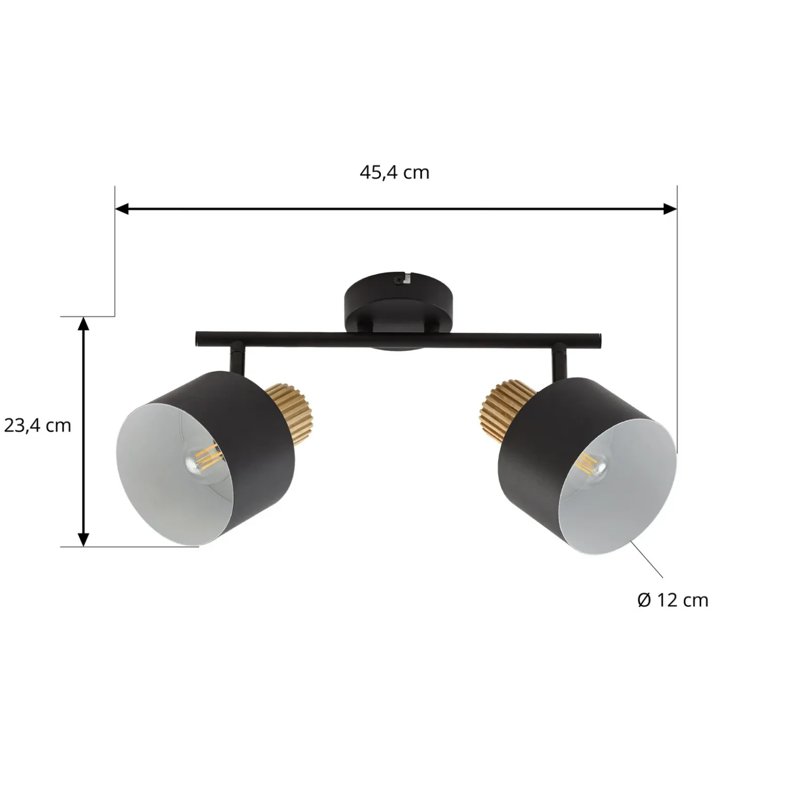 Downlight de techo Lindby Lenja, 2 luces, negro, E14, metal