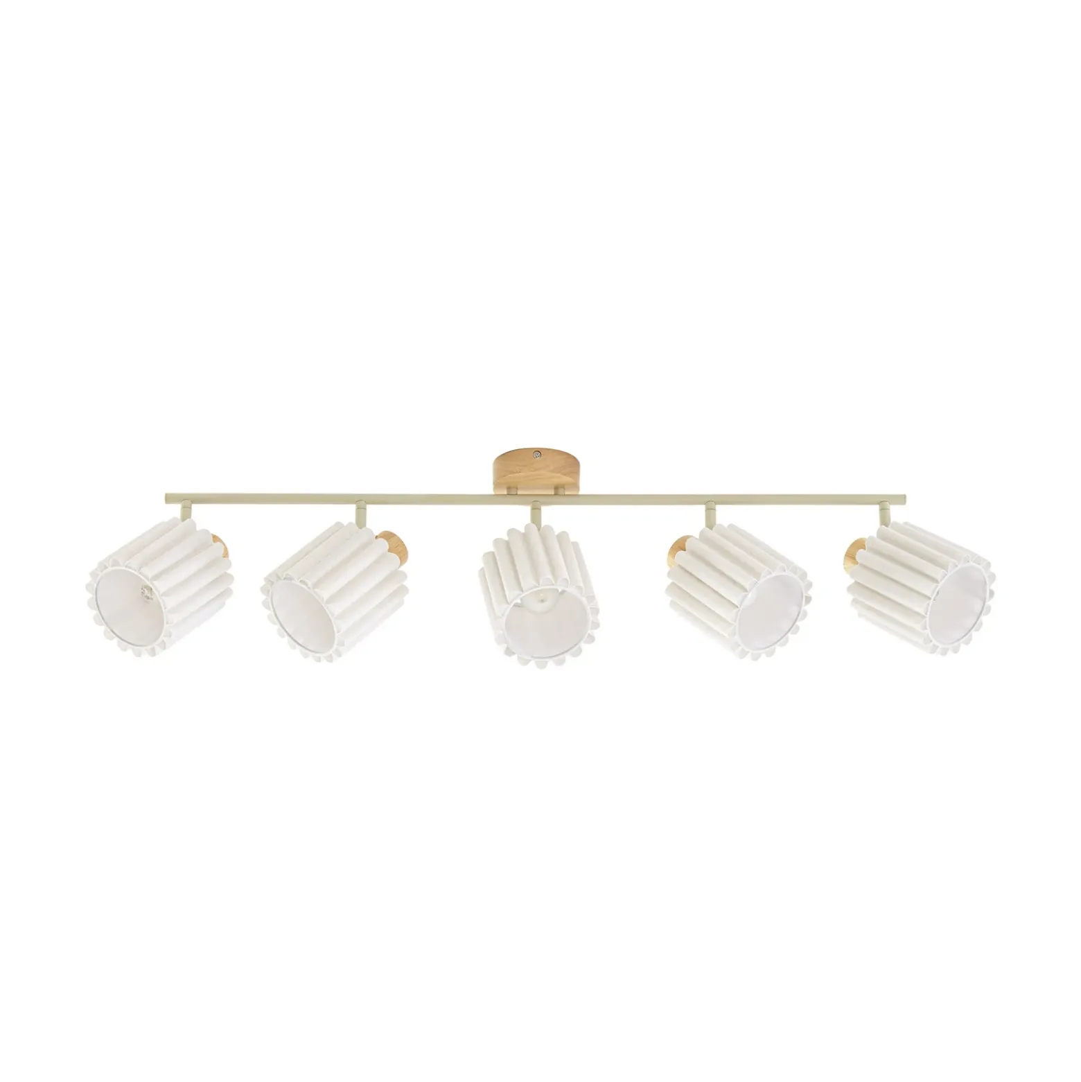 Downlight de techo Lindby Shiloh, 5 luces, natural/beige, madera