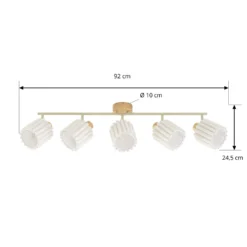 Downlight de techo Lindby Shiloh, 5 luces, natural/beige, madera
