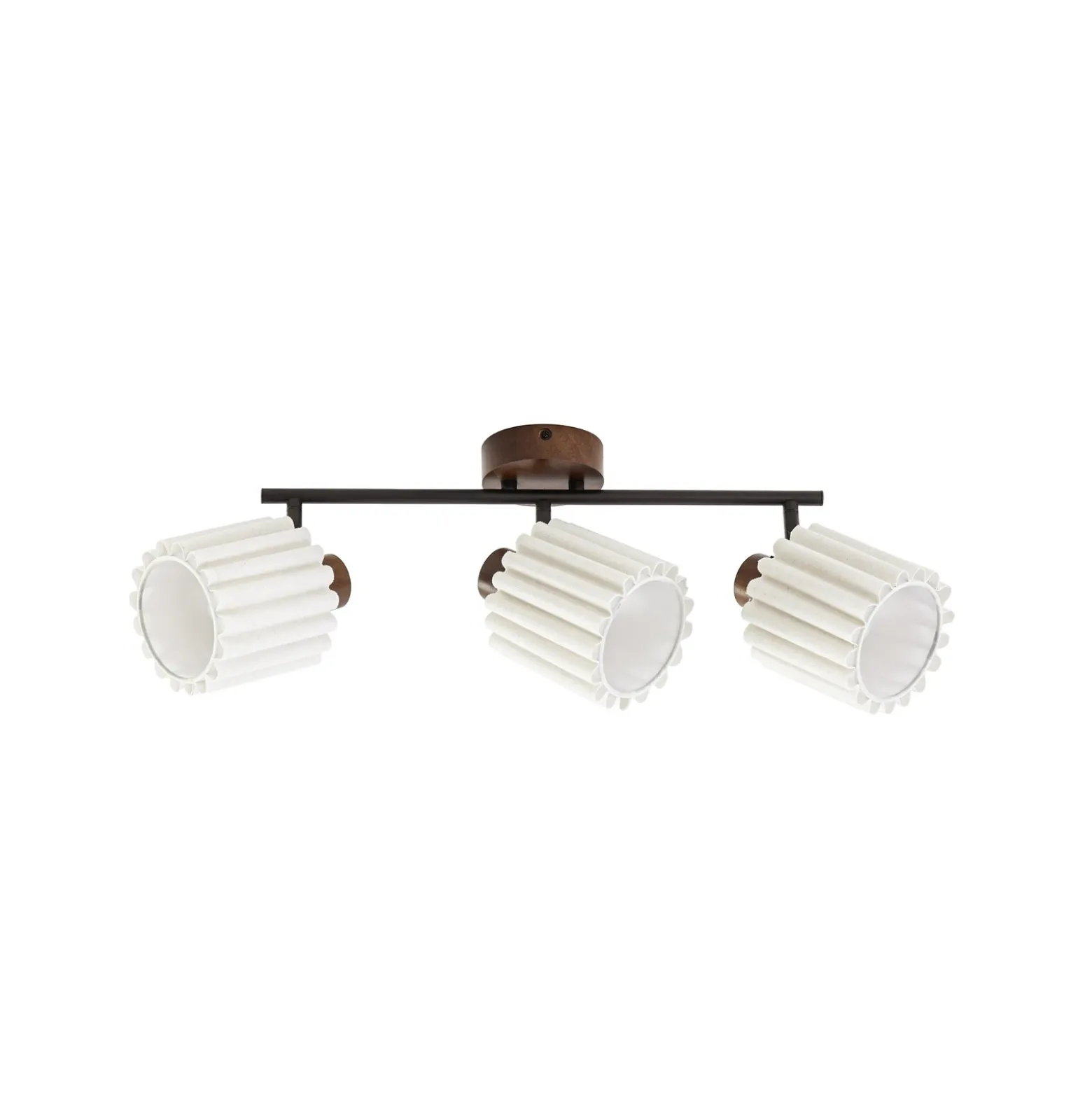 Downlight de techo Lindby Shiloh, 3 luces, nogal/beige, madera