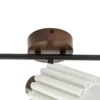 Downlight de techo Lindby Shiloh, 3 luces, nogal/beige, madera