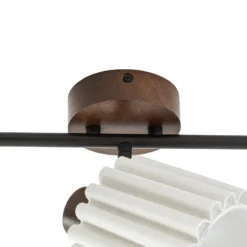 Downlight de techo Lindby Shiloh, 3 luces, nogal/beige, madera