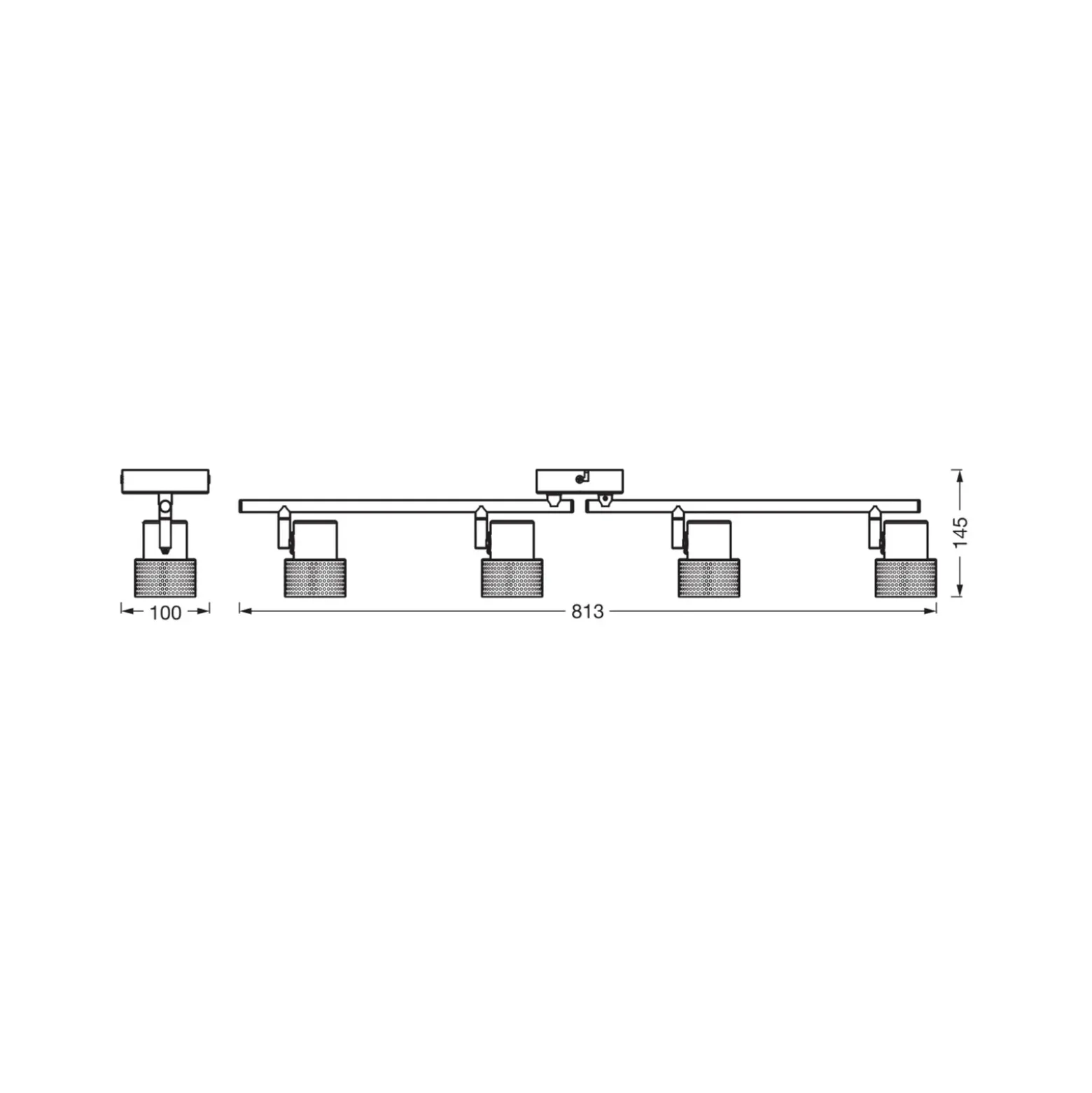 Downlight de techo OSRAM CORK, negro, 4 luces, atenuable, GU10