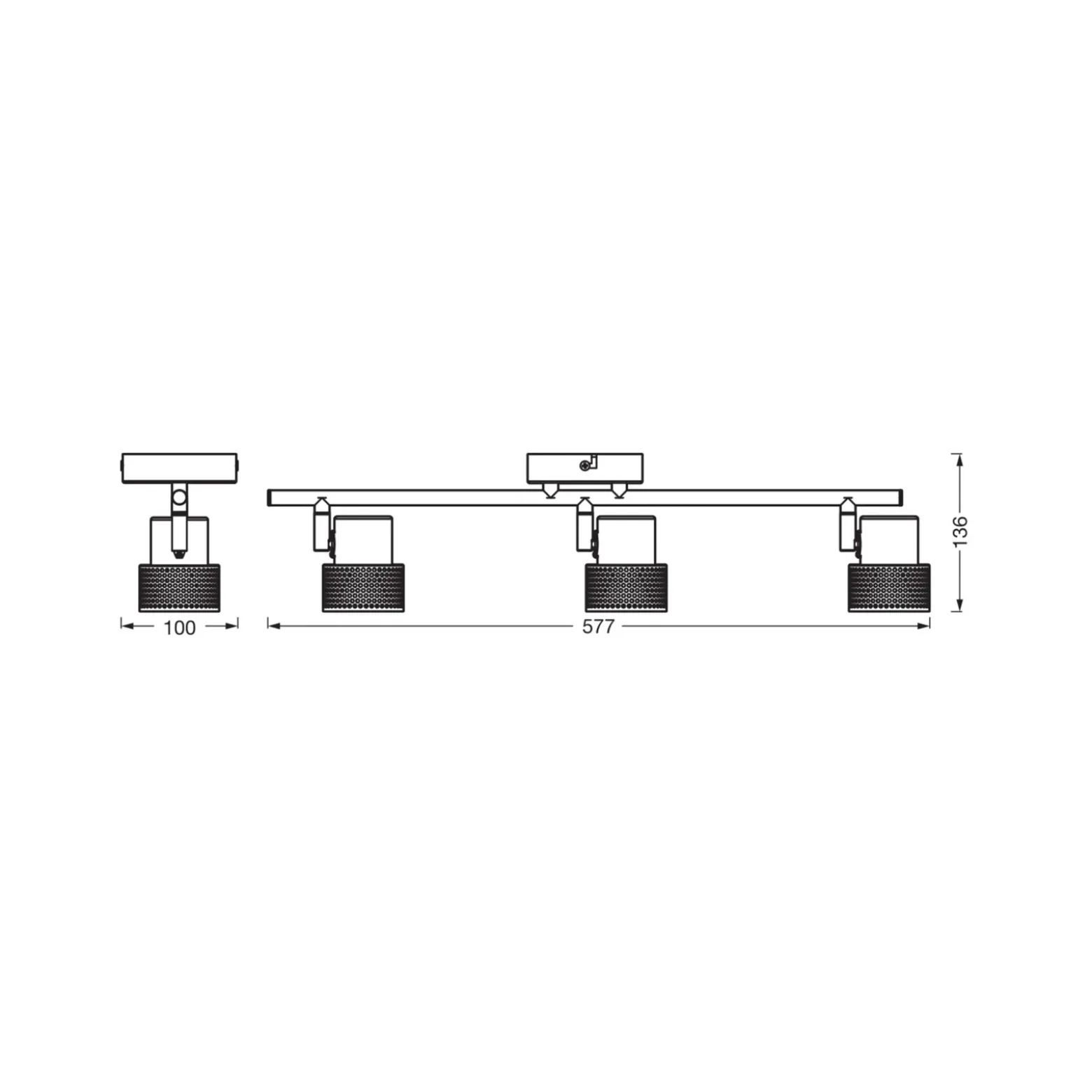 Downlight de techo OSRAM CORK, negro, 3 luces, atenuable, GU10