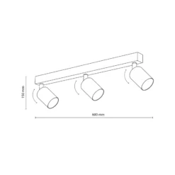 Downlight de techo Top, regulable, marrón, lineal de 3 luces