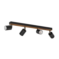 Downlight Envostar Tino de 4 luces, negro/madera