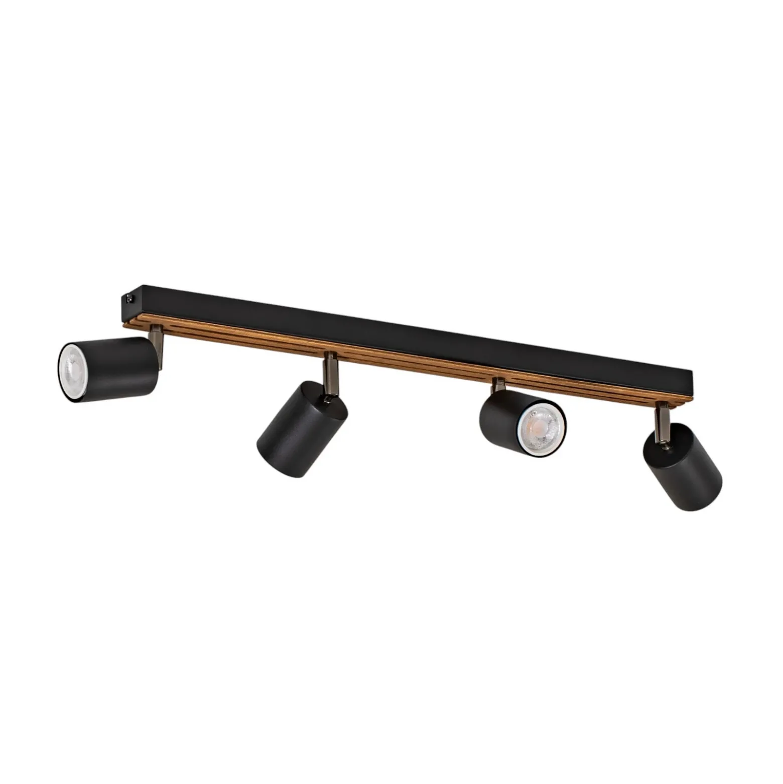 Downlight Envostar Tino de 4 luces, negro/madera