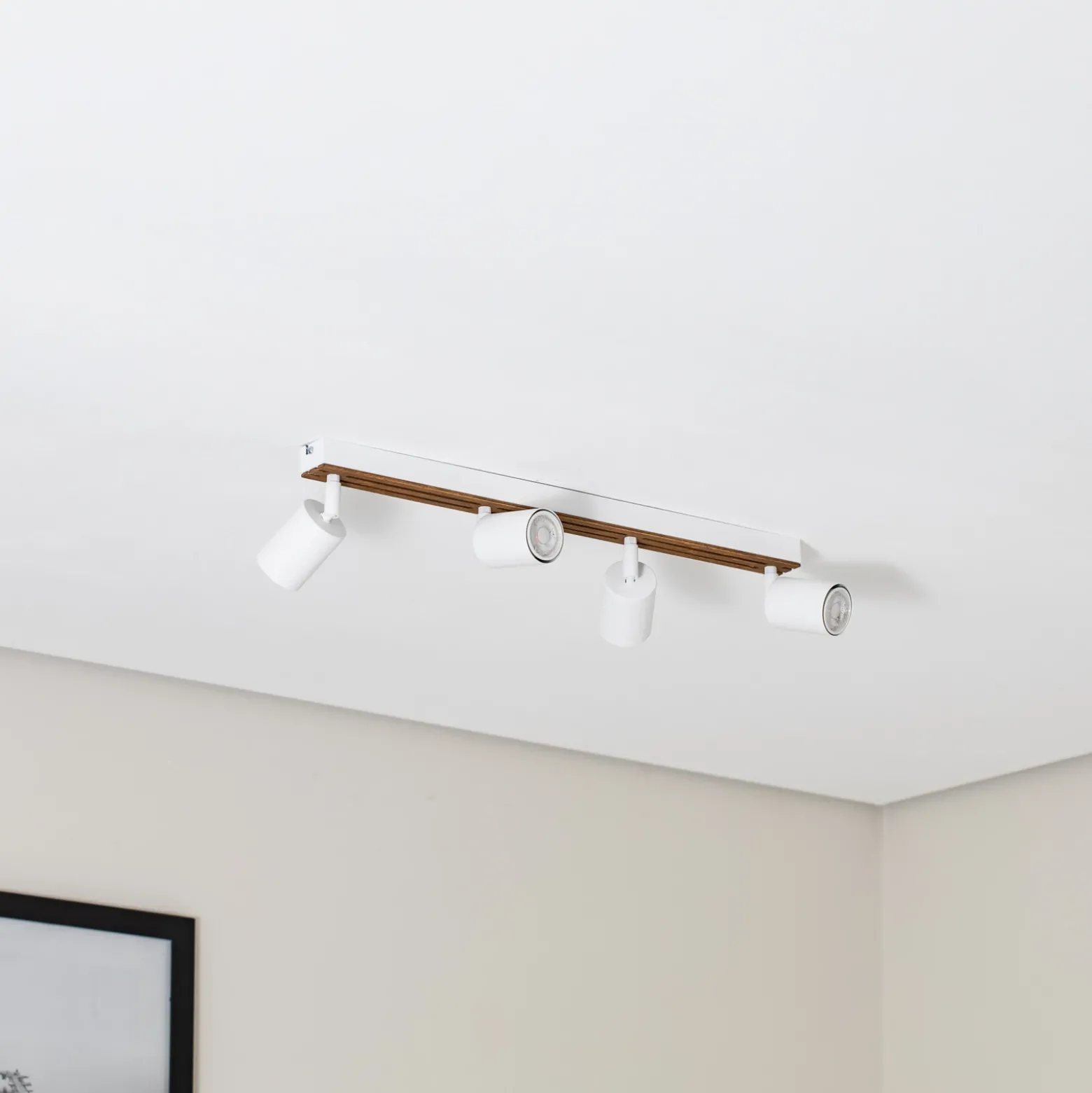 Downlight Envostar Tino de 4 luces, blanco/madera