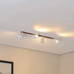Downlight Envostar Tino de 4 luces, blanco/madera