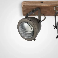 Downlight Farovi de Lindby, negro, 44 cm, 3 luces, madera, GU10