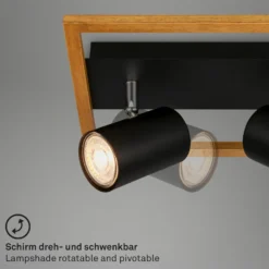 Downlight Frey marco de madera GU10 negro 2 luces