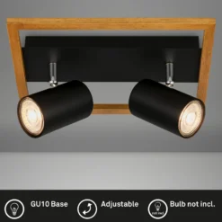 Downlight Frey marco de madera GU10 negro 2 luces