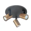 Downlight Halo, negro/latón bruñido Ø 25 cm 3 luces.