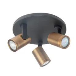 Downlight Halo, negro/latón bruñido Ø 25 cm 3 luces.